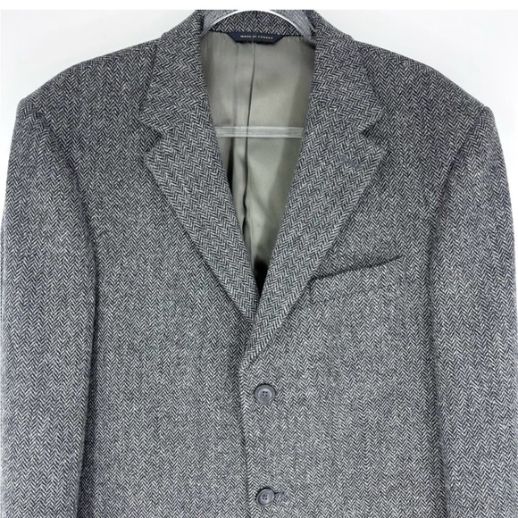 Banana Republic Wool Herringbone Three Button Sport Coat Grey Men’s 42L - Picture 3 of 6